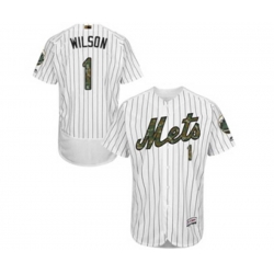 New York Mets #1 Mookie Wilson Authentic White 2016 Memorial Day Fashion Flex Base MLB Jersey