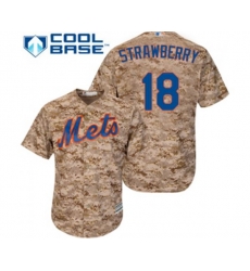 New York Mets #18 Darryl Strawberry Replica Camo Alternate Cool Base Baseball Jersey