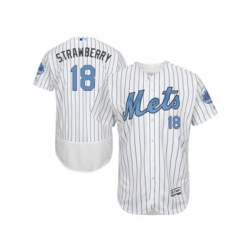 New York Mets #18 Darryl Strawberry White(Blue Strip) Flexbase Authentic Collection  Stitched Baseball Jersey