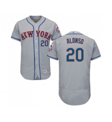New York Mets #20 Pete Alonso Grey Road Flex Base Authentic Collection Baseball Jersey