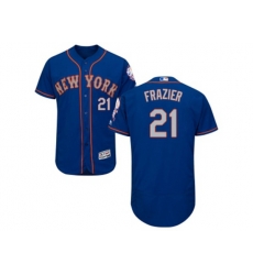 New York Mets #21 Todd Frazier Blue(Grey NO.) Flexbase Authentic Collection Stitched MLB Jersey