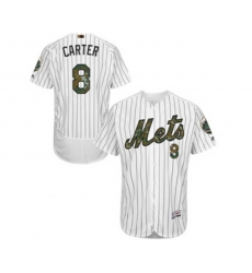 New York Mets #8 Gary Carter Authentic White 2016 Memorial Day Fashion Flex Base MLB Jersey