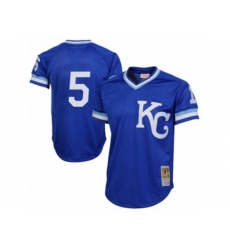 1989 Kansas City Royals #5 George Brett Authentic Royal Blue Throwback MLB Jersey