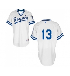 Kansas City Royals #13 Salvador Perez Authentic White 1974 Turn Back The Clock Baseball Jersey