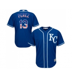 Kansas City Royals #13 Salvador Perez Replica Royal Blue USA Flag Fashion Baseball Jersey
