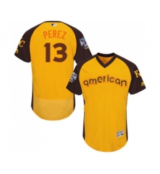 Kansas City Royals #13 Salvador Perez Yellow 2016 All-Star American League BP Authentic Collection Flex Base Baseball Jersey