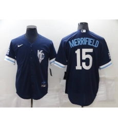 Kansas City Royals #15 Whit Merrifield 2022 Navy Blue City Connect Cool Base Stitched Jersey