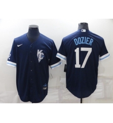 Kansas City Royals #17 Hunter Dozier 2022 Navy Blue City Connect Cool Base Stitched Jersey