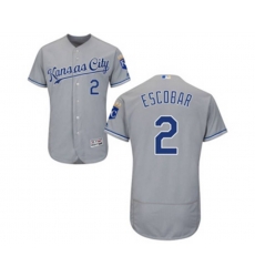 Kansas City Royals #2 Alcides Escobar Grey Flexbase Authentic Collection MLB Jersey