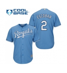 Kansas City Royals #2 Alcides Escobar Replica Light Blue Alternate 1 Cool Base Baseball Jersey