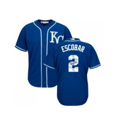 Kansas City Royals #2 Alcides Escobar Royal Blue Team Logo Fashion Stitched MLB Jersey