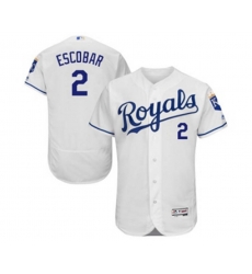 Kansas City Royals #2 Alcides Escobar White Flexbase Authentic Collection MLB Jersey