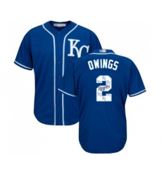 Kansas City Royals #2 Chris Owings Blue Authentic Blue Team Logo Fashion Cool Base Baseball Jersey