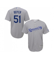 Kansas City Royals #51 Blaine Boyer Replica Grey Road Cool Base Baseball Jersey