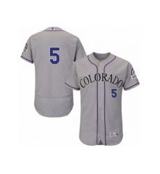 Colorado Rockies #5 Carlos Gonzalez Grey Flexbase Authentic Collection MLB Jersey