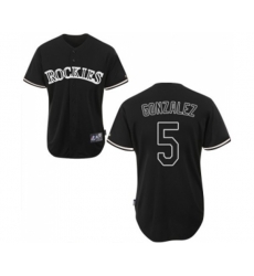 Colorado Rockies #5 Carlos Gonzalez Replica Black Fashion Baseball Jersey