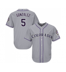 Colorado Rockies #5 Carlos Gonzalez Replica Grey Road Cool Base Baseball Jersey