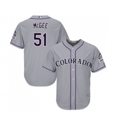 Colorado Rockies #51 Jake McGee Replica Grey Road Cool Base Baseball Jersey