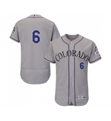 Colorado Rockies #6 Daniel Castro Grey Road Flex Base Authentic Collection Baseball Jersey