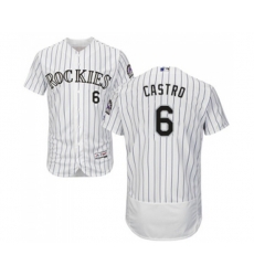 Colorado Rockies #6 Daniel Castro White Home Flex Base Authentic Collection Baseball Jersey