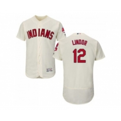 Cleveland Indians #12 Francisco Lindor Cream Flexbase Authentic Collection Stitched Baseball Jersey Cleveland Indians #12 Francisco Lindor Cream Flexbase Authentic Collection Stitched Baseball Jersey