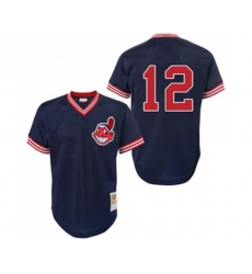 Cleveland Indians #12 Francisco Lindor Replica Blue Throwback Baseball Jersey