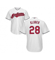 Cleveland Indians #28 Corey Kluber Replica White Home Cool Base Baseball Jersey