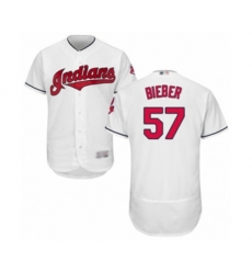 Cleveland Indians #57 Shane Bieber White Home Flex Base Authentic Collection Baseball Jersey