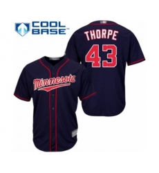 Minnesota Twins Lewis Thorpe Replica Navy Blue Alternate Road Cool Base Baseball Player Jersey