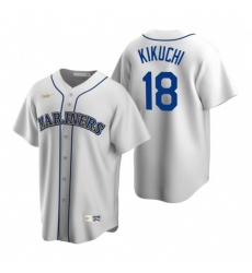 Nike Seattle Mariners #18 Yusei Kikuchi White Cooperstown Collection Home Stitched Baseball Jersey