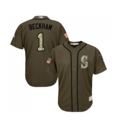 Seattle Mariners #1 Tim Beckham Authentic Green Salute to Service Baseball Jersey