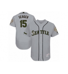 Seattle Mariners #15 Kyle Seager Grey Memorial Day Authentic Collection Flex Base MLB Jersey