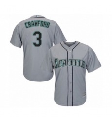 Seattle Mariners #3 J.P. Crawford Authentic Grey Road Cool Base Baseball Player Jersey
