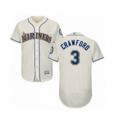 Seattle Mariners #3 J.P. Crawford Cream Alternate Flex Base Authentic Collection Baseball Player Jersey