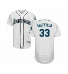 Seattle Mariners #33 Justus Sheffield White Home Flex Base Authentic Collection Baseball Player Jersey