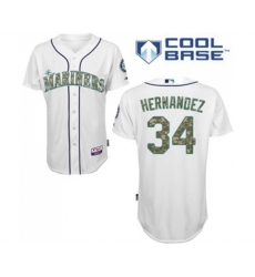 Seattle Mariners #34 Felix Hernandez Authentic White USMC Cool Base Baseball Jersey