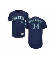 Seattle Mariners #34 Felix Hernandez Navy Blue Flexbase Authentic Collection MLB Jersey