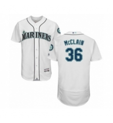 Seattle Mariners #36 Reggie McClain White Home Flex Base Authentic Collection Baseball Player Jersey