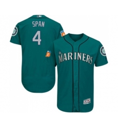 Seattle Mariners #4 Denard Span Teal Green Alternate Flex Base Authentic Collection Baseball Jersey
