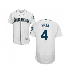 Seattle Mariners #4 Denard Span White Home Flex Base Authentic Collection Baseball Jersey