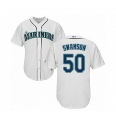 Seattle Mariners #50 Erik Swanson Authentic White Home Cool Base Baseball Player Jersey