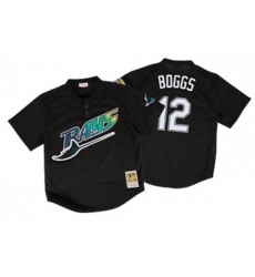 1998 Tampa Bay Rays #12 Wade Boggs Replica Black Throwback Baseball Jersey