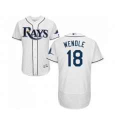 Tampa Bay Rays #18 Joey Wendle Home White Home Flex Base Authentic Collection Baseball Jersey
