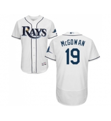 Tampa Bay Rays #19 Dustin McGowan White Home Flex Base Authentic Collection Baseball Jersey