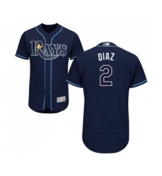 Tampa Bay Rays #2 Yandy Diaz Navy Blue Alternate Flex Base Authentic Collection Baseball Jersey