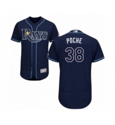 Tampa Bay Rays #38 Colin Poche Navy Blue Alternate Flex Base Authentic Collection Baseball Player Jersey