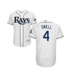 Tampa Bay Rays #4 Blake Snell Home White Home Flex Base Authentic Collection Baseball Jersey