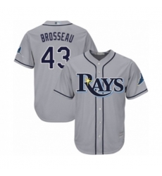 Tampa Bay Rays #43 Mike Brosseau Authentic Grey Road Cool Base Baseball Player Jersey