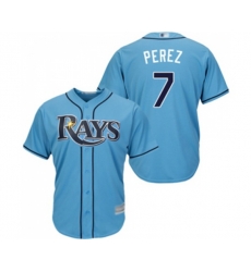 Tampa Bay Rays #7 Michael Perez Replica Light Blue Alternate 2 Cool Base Baseball Jersey