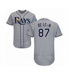 Tampa Bay Rays #87 Jose De Leon Grey Road Flex Base Authentic Collection Baseball Player Jersey